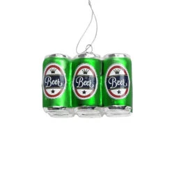 PRESALE: Six Pack Of Beer Ornament 3.75" (3 Color Options) -The Holiday House Decor 180 one hundred 80 degrees glass six pack of beer christmas ornament green