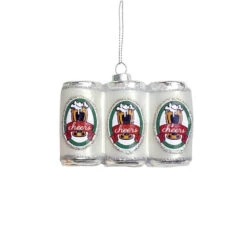 PRESALE: Six Pack Of Beer Ornament 3.75" (3 Color Options) -The Holiday House Decor 180 one hundred 80 degrees glass six pack of beer christmas ornament white