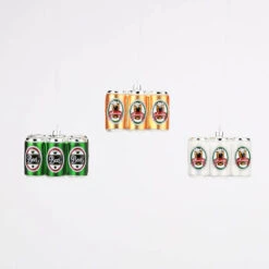 PRESALE: Six Pack Of Beer Ornament 3.75" (3 Color Options) -The Holiday House Decor 180 one hundred 80 degrees glass six pack of beer christmas ornament white green gold