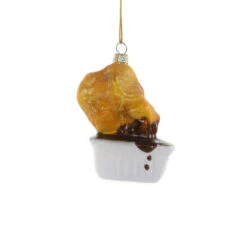 Chicken Nugget W/ BBQ Dipping Sauce Ornament 3.5"